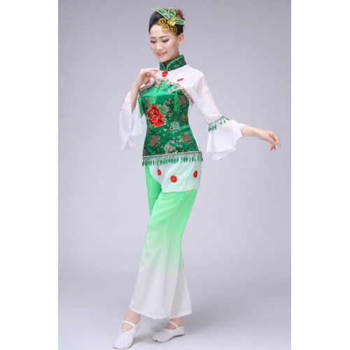 Costume chinese Ancient Traditional Plus Size Dress Chinese Yangko Dance Costume Folk Dance Costume Fan Dance costumes